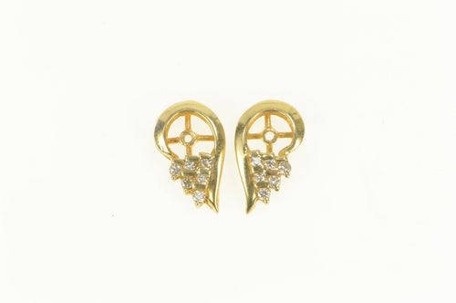 14K Diamond Cluster Wavy Stud Enhancer 5.25mm Earring Jackets Yellow Gold