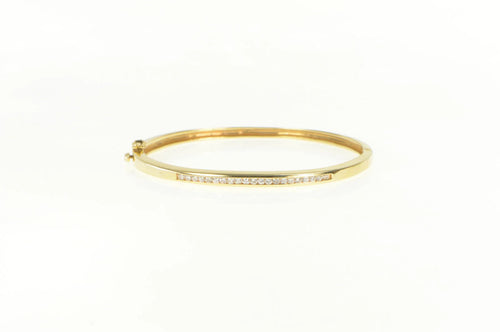 14K 0.50 Ctw Diamond Channel Classic Oval Bangle Bracelet 6.5