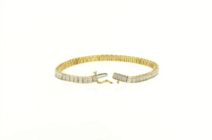 10K 3.00 Ctw Diamond Squared Classic Tennis Bracelet 7.25" Yellow Gold