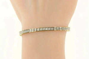 10K 3.00 Ctw Diamond Squared Classic Tennis Bracelet 7.25" Yellow Gold