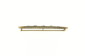 14K 0.42 Ctw Art Deco Diamond Filigree Oval Bar Pin/Brooch Yellow Gold