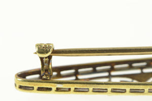 14K 0.42 Ctw Art Deco Diamond Filigree Oval Bar Pin/Brooch Yellow Gold