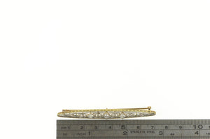 14K 0.42 Ctw Art Deco Diamond Filigree Oval Bar Pin/Brooch Yellow Gold