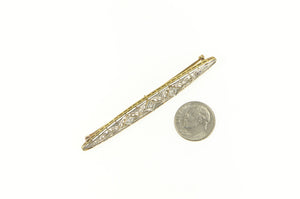 14K 0.42 Ctw Art Deco Diamond Filigree Oval Bar Pin/Brooch Yellow Gold