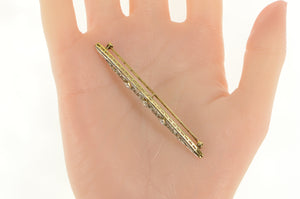 14K 0.42 Ctw Art Deco Diamond Filigree Oval Bar Pin/Brooch Yellow Gold