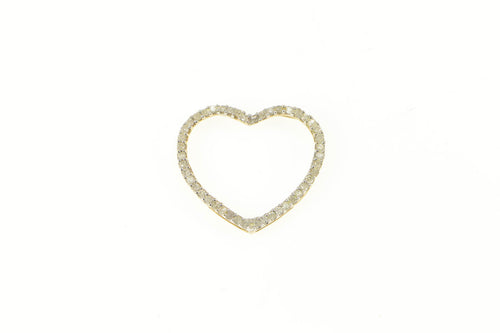 10K Diamond Encrusted Heart Love Symbol Pendant Yellow Gold