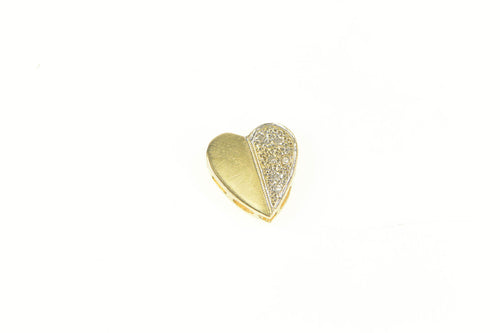 14K Retro Diamond Inset Simple Heart Love Pendant Yellow Gold