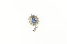 Load image into Gallery viewer, 10K Natural Sapphire Diamond Halo Classic Pendant White Gold