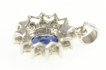 Load image into Gallery viewer, 10K Natural Sapphire Diamond Halo Classic Pendant White Gold