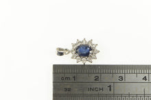 Load image into Gallery viewer, 10K Natural Sapphire Diamond Halo Classic Pendant White Gold