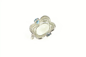 14K Green Amethyst Topaz Diamond Elaborate Statement Pendant White Gold