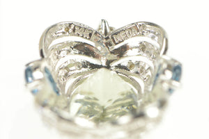 14K Green Amethyst Topaz Diamond Elaborate Statement Pendant White Gold