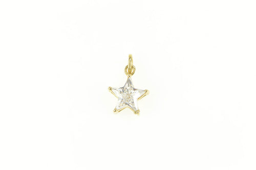 14K Star Cubic Zirconia Solitaire Simple Charm/Pendant Yellow Gold