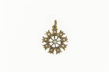 Load image into Gallery viewer, 10K Victorian Seed Pearl Flower Round Cluster Charm/Pendant Yellow Gold