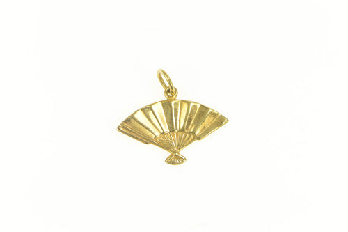 14K Japanese Traditional Hand Fan Fashion Charm/Pendant Yellow Gold
