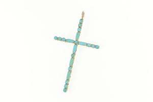 Sterling Silver Turquoise Inset Classic Southwestern Cross Pendant