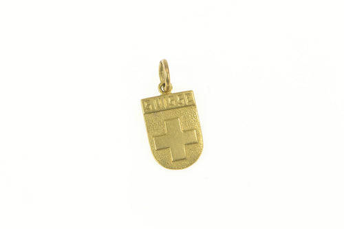 14K Suisse Switzerland Cross Travel Souvenir Charm/Pendant Yellow Gold
