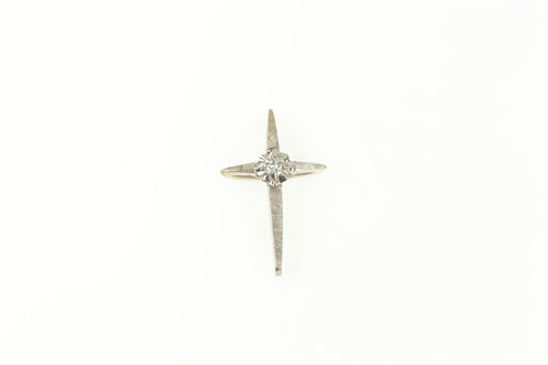 14K Diamond Cross Christian Faith Symbol Pendant White Gold