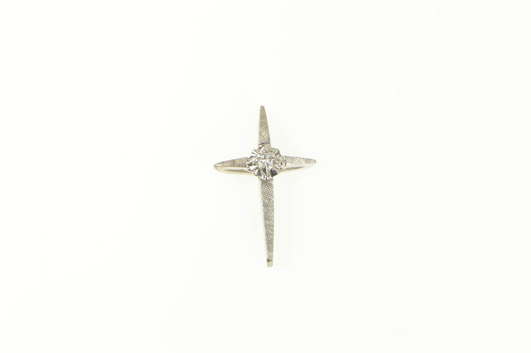 14K Diamond Cross Christian Faith Symbol Pendant White Gold