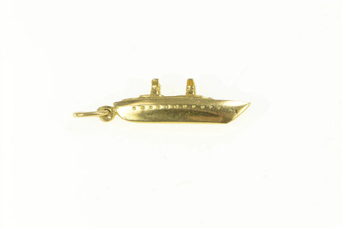 14K 3D France Cruise Ship Liner Boat Travel Charm/Pendant Yellow Gold