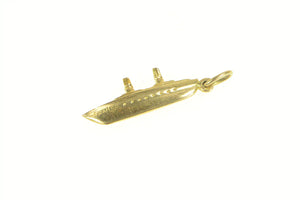 14K 3D France Cruise Ship Liner Boat Travel Charm/Pendant Yellow Gold