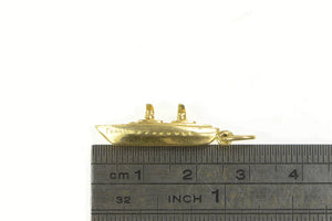 14K 3D France Cruise Ship Liner Boat Travel Charm/Pendant Yellow Gold