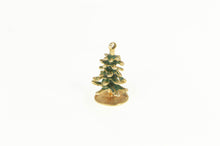 Load image into Gallery viewer, 14K 3D Enamel Pine Tree Nature Motif Charm/Pendant Yellow Gold