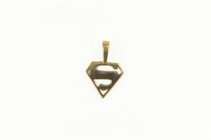 14K S Superman Symbol Superhero Charm/Pendant Yellow Gold