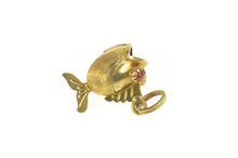 Load image into Gallery viewer, 14K Retro Stylized 1960&#39;s Carnelian Eyed Fish Charm/Pendant Yellow Gold