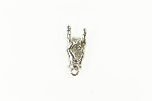 Sterling Silver 3D Hand Sign Horns Rock & Roll Charm/Pendant