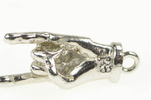 Load image into Gallery viewer, Sterling Silver 3D Hand Sign Horns Rock &amp; Roll Charm/Pendant