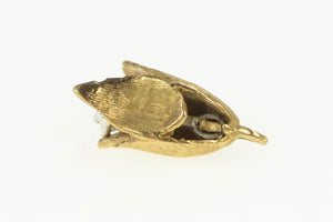 14K Retro Diamond Inset Flower Tulip Charm/Pendant Yellow Gold