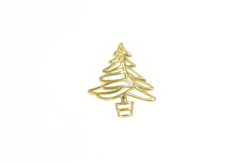 14K Christmas Tree Pine Winter Nature Motif Charm/Pendant Yellow Gold