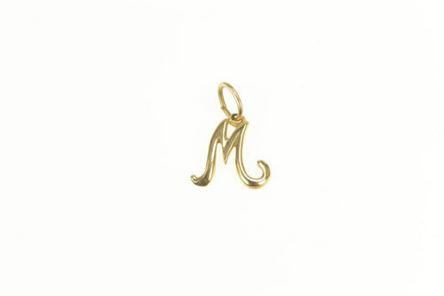 14K M Cursive Letter Initial Monogram Name Charm/Pendant Yellow Gold