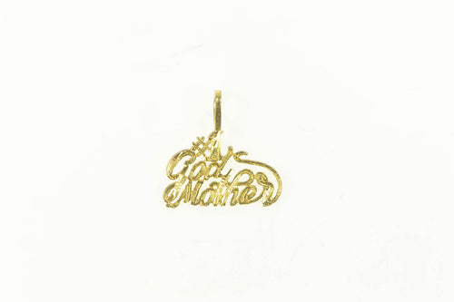 14K #1 Number One Godmother Cut Out Charm/Pendant Yellow Gold