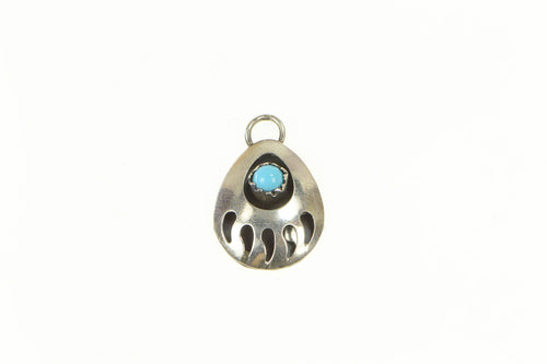 Sterling Silver Turquoise Native American Navajo Paw Print Charm/Pendant