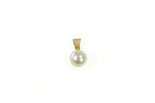 14K Blue Green Pearl Simple Classic Charm/Pendant Yellow Gold