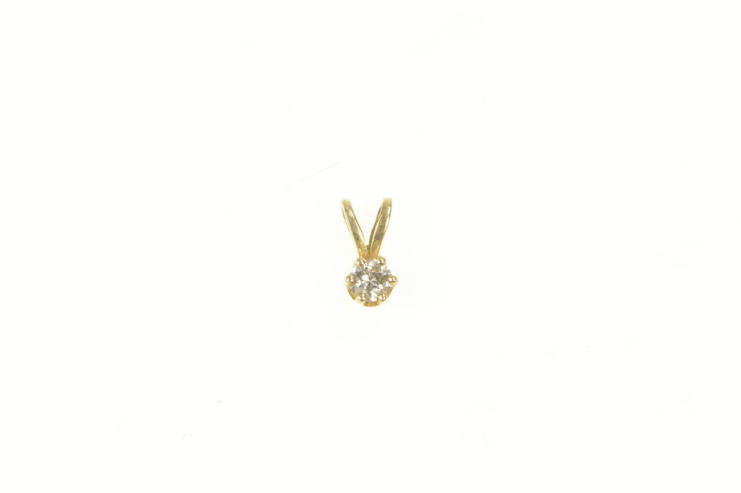 14K Classic Diamond Solitaire Simple Small Pendant Yellow Gold