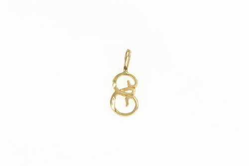 14K E Cursive Letter Initial Monogram Name Charm/Pendant Yellow Gold
