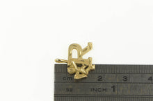 Load image into Gallery viewer, 14K R Initial Monogram Cherub Guardian Angel Charm/Pendant Yellow Gold