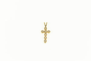 14K Diamond Classic Cross Christian Faith Symbol Pendant Yellow Gold