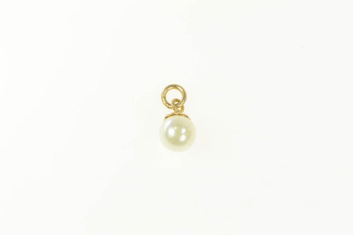 14K 6.3mm Classic Simple Tiny Pearl Charm/Pendant Yellow Gold