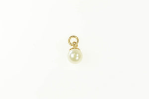 14K 6.3mm Classic Simple Tiny Pearl Charm/Pendant Yellow Gold