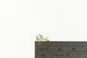 14K Round Solitaire Classic Simple Cubic Zirconia Pendant Yellow Gold