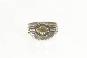 Sterling Silver Harley Davidson 100th Anniversary 10k Gold Ring