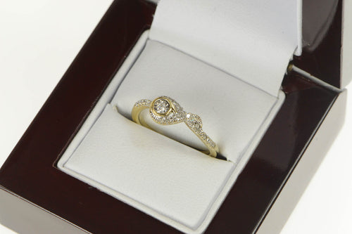 10K Diamond Encrusted Loop Design Promise Ring Yellow Gold
