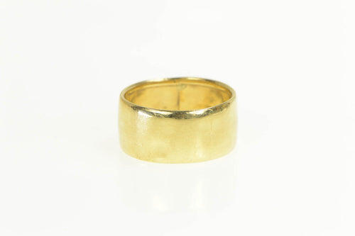 18K 8.4mm Wide Simple Plain Statement Band Ring Yellow Gold