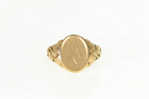 14K 1910 Victorian IS Monogram Initial Engraved Ring Yellow Gold