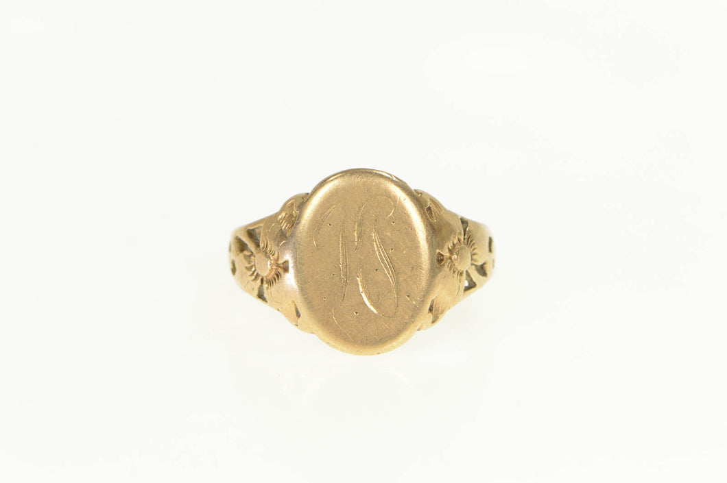 14K 1910 Victorian IS Monogram Initial Engraved Ring Yellow Gold