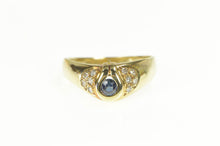 Load image into Gallery viewer, 14K Sapphire Loop Diamond Cluster Accent Ring Yellow Gold